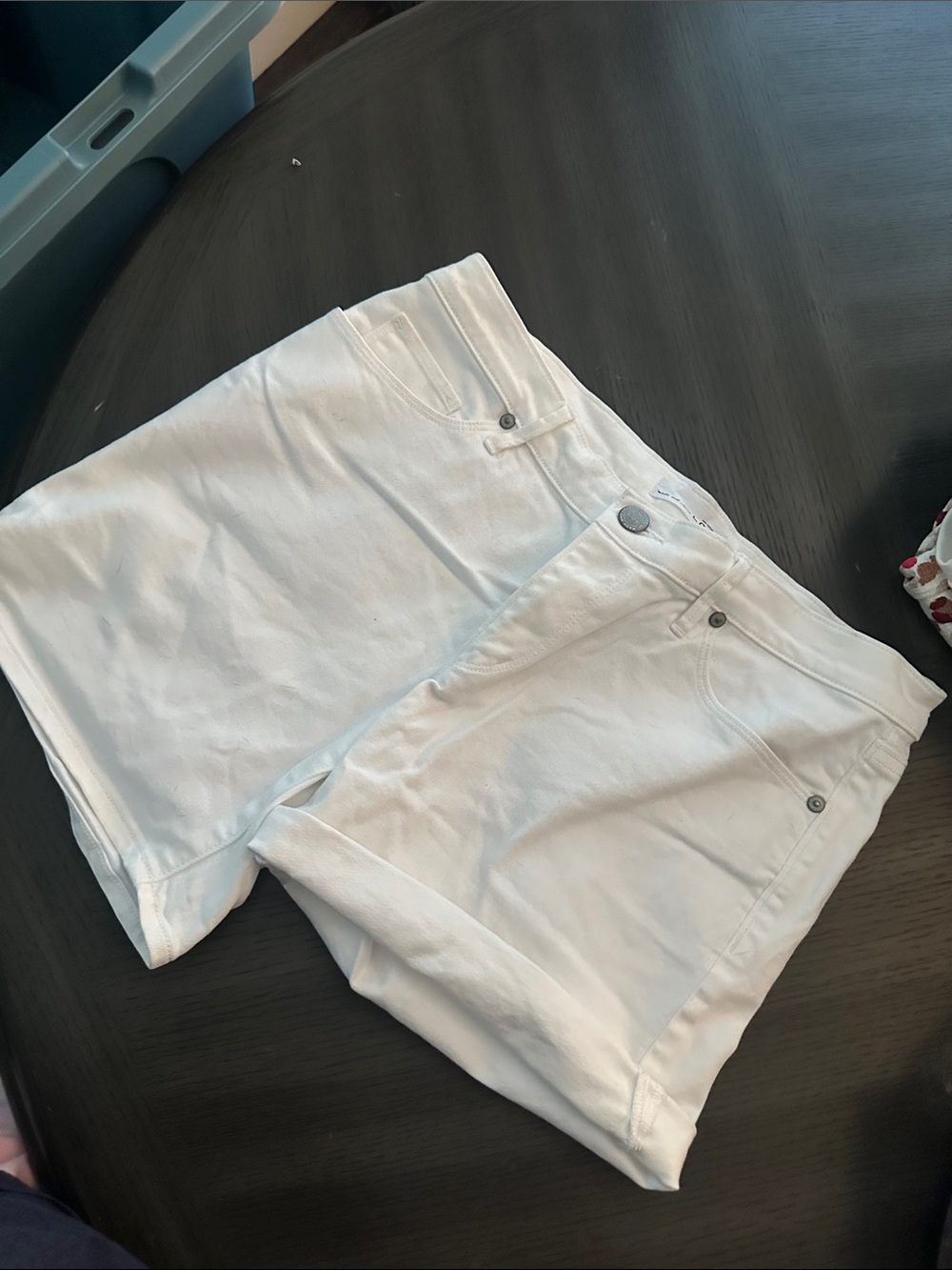 LOFT White High-Rise Denim Shorts